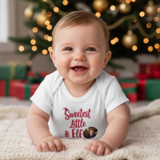 Sweetest Little Elf | Personalized Baby Photo  Baby Strampler