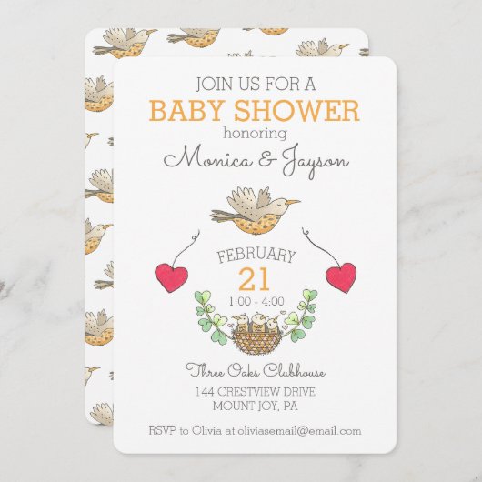 Sweetest Mama Bird fliegen über Nest Baby Dusche Einladung (Vorne/Hinten)