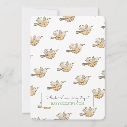 Sweetest Mama Bird Fliegen über Nest Baby Shower I Einladung (Rückseite)