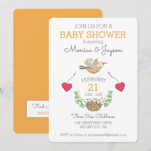 Sweetest Mama Bird Flying Baby Dusche Gold Einladung