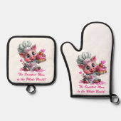 Sweetest Mom Pig Chef Oven Mitts & Pot Holder Set (Vorderseite)