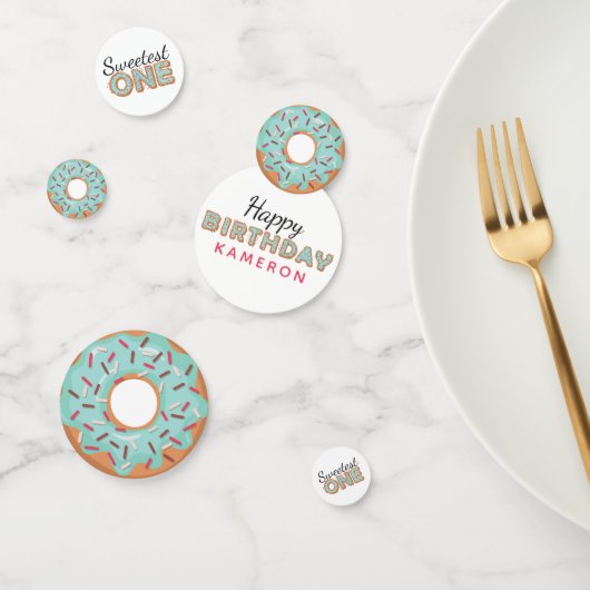 SWEETEST ONE Blue Iced Donuts Baby First Birthday Konfetti (Gruppe)