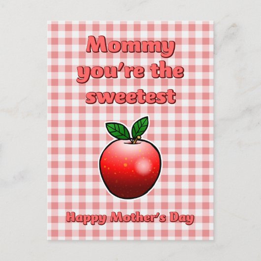 Sweetest Red Apple Mütter Day Postcard Feiertagspostkarte (Vorderseite)