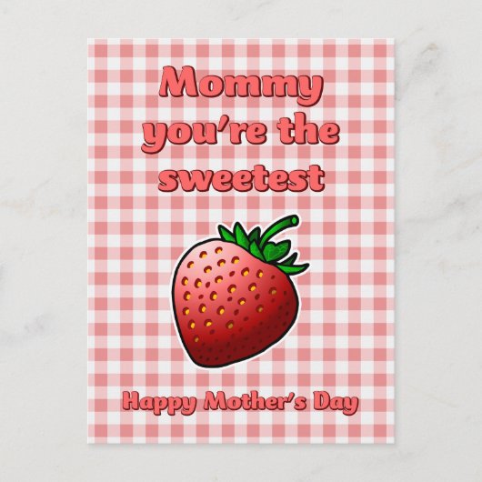 Sweetest Strawberry Mothers Day Postcard Feiertagspostkarte (Vorderseite)