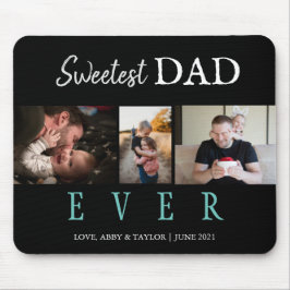 "SWEETEST VATER EVER" | Benutzerdefinierte 3 Fotos Mousepad
