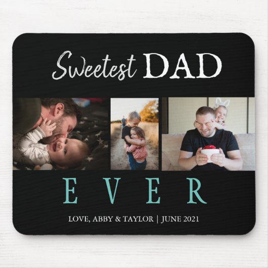 "SWEETEST VATER EVER" | Benutzerdefinierte 3 Fotos Mousepad (Vorne)