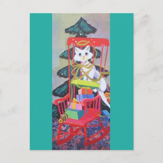 Sweetest Vintage Christmas Kitten Feiertagspostkarte (Vorderseite)