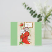 Sweetest Vintage Christmas Kittens Feiertagspostkarte (Stehend Vorderseite)