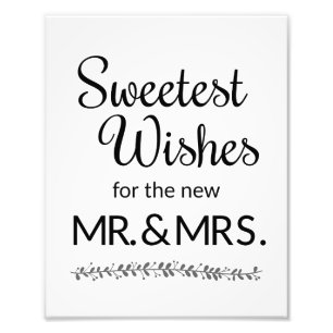 Sweetest wünscht neuen Herrn und Frau Wedding Sign Fotodruck