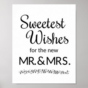 Sweetest wünscht neuen Herrn und Frau Wedding Sign Poster