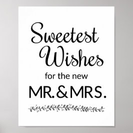 Sweetest wünscht neuen Herrn und Frau Wedding Sign Poster