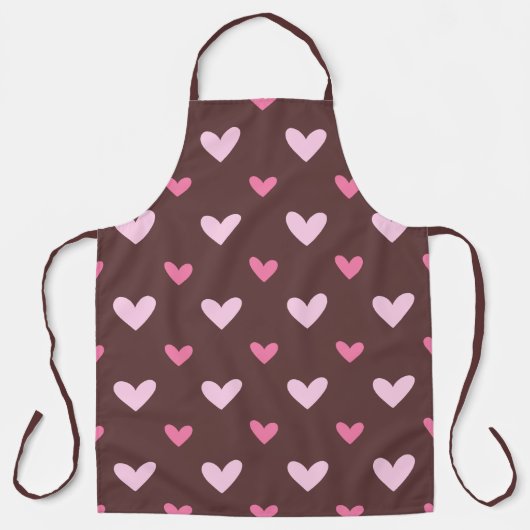 Sweetheart Apron – Pink Hearts on Chocolate Brown Schürze (Vorderseite)