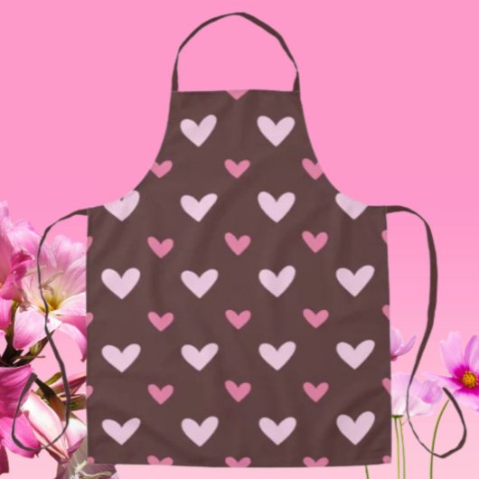 Sweetheart Apron – Pink Hearts on Chocolate Brown Schürze