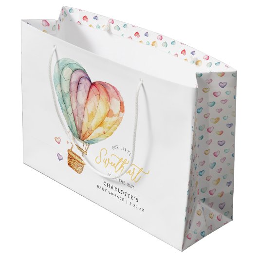 Sweetheart Baby Dusche Große Geschenktasche Geschenktüte (Rückseite Schrägansicht)
