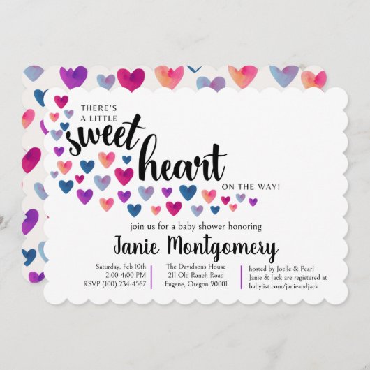 Sweetheart Baby Shower Einladung (Vorne/Hinten)