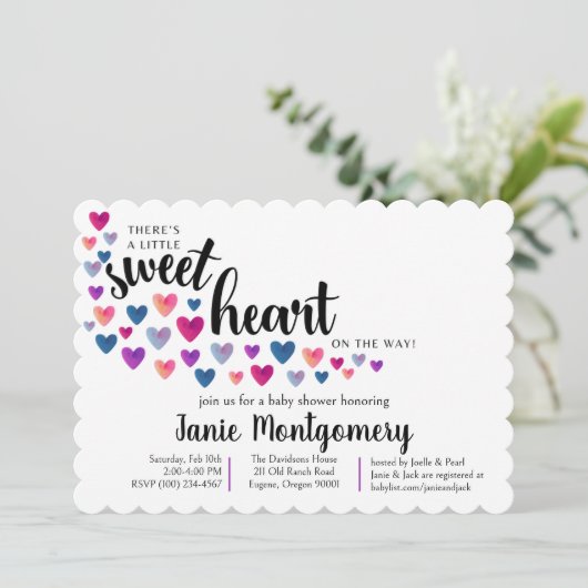 Sweetheart Baby Shower Einladung (Stehend Vorderseite)