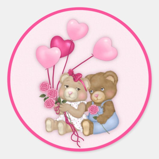 Sweetheart Bears Runder Aufkleber (Vorderseite)