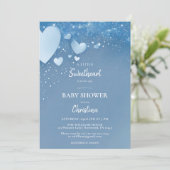 Sweetheart Blue Valentine Baby Dusche Einladung (Stehend Vorderseite)