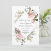Sweetheart Blush Pink Roses Diamond Shape Rahmen Einladung (Stehend Vorderseite)