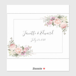 Sweetheart Blush Pink Roses und Grün | Aufkleber