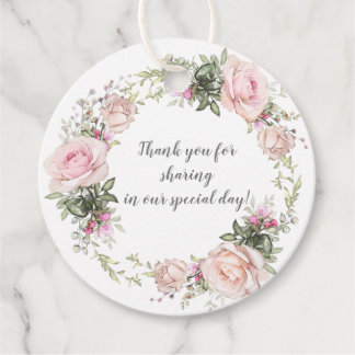 Sweetheart Blush Wreath Round Wedding | Geschenkanhänger