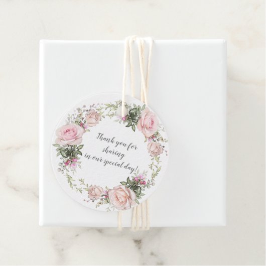 Sweetheart Blush Wreath Round Wedding | Geschenkanhänger (Beispiel)