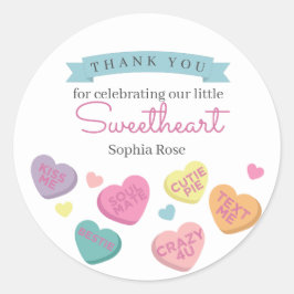 Sweetheart Candy Birthday oder Baby Shower Favor T Runder Aufkleber