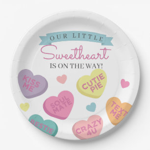 Sweetheart Candy Hearts Baby Dusche Party Dekorati Pappteller