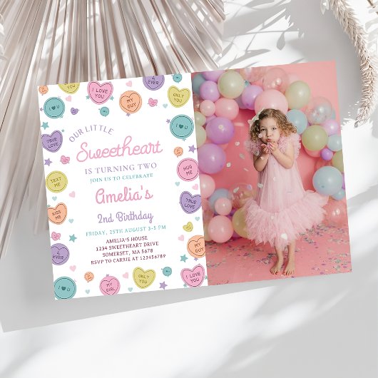Sweetheart Candy Valentine Birthday Foto Einladung