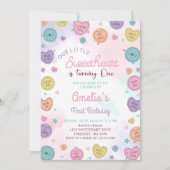 Sweetheart Candy Valentine Einladung zum 1. Geburt (Vorderseite)