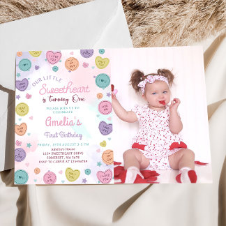 Sweetheart Candy Valentine Einladung zum 1. Geburt