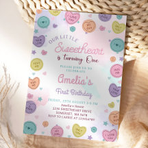 Sweetheart Candy Valentine Einladung zum 1. Geburt