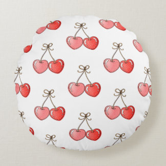 Sweetheart Cherries Rundes Kissen