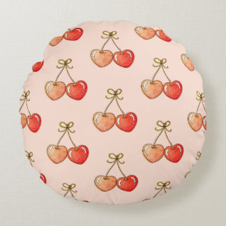 Sweetheart Cherries Rundes Kissen