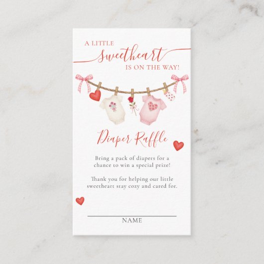 Sweetheart Clothesline Diaper Raffle  Begleitkarte (Vorderseite)