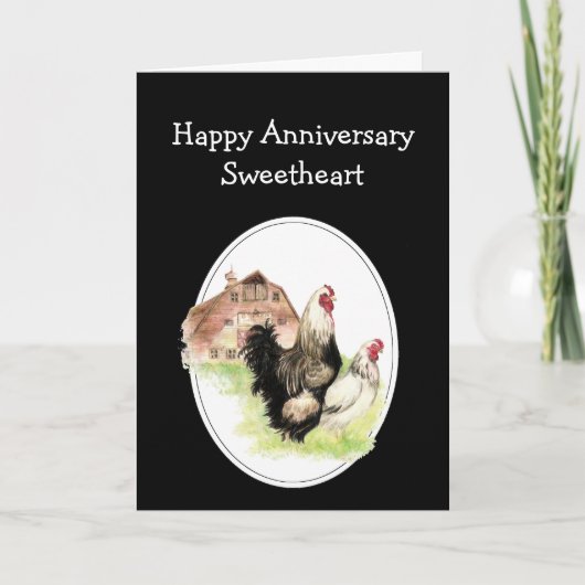 Sweetheart Custom Anniversary Farm Country Huhn Karte (Vorderseite)