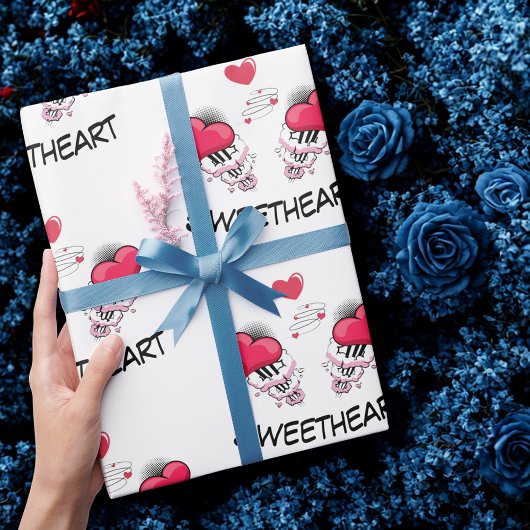 Sweetheart Custom Comic Buchstil Geschenkpapier