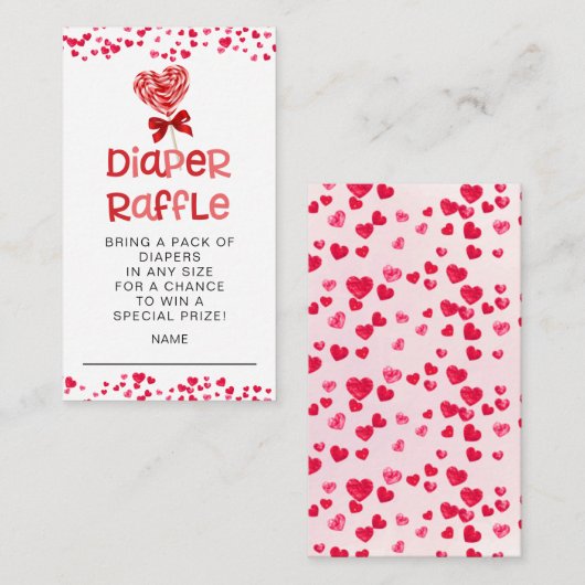 Sweetheart Diaper Raffle Ticket für süße Leckerei Begleitkarte (Vorne/Hinten)