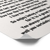SWEETHEART DU BIST EIN GROSSES VATER Gedicht Poster (Ecke)