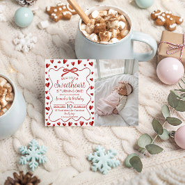 Sweetheart First Birthday Invitation Photo Einladung