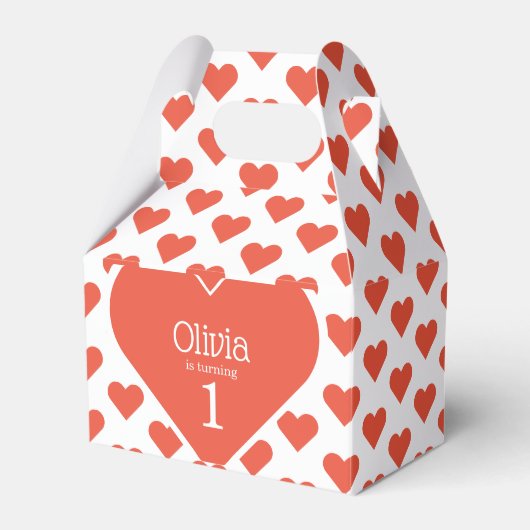 Sweetheart First Birthday Party Red Heart Gable Geschenkschachtel (Vorderseite)