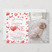 Sweetheart First Birthday Photo Invite Einladung (Vorderseite)