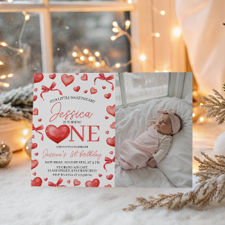 Sweetheart First Birthday Photo Invite Einladung