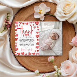 Sweetheart First Birthday Photo Thank You Card Einladung