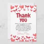 Sweetheart First Birthday Thank You Card Einladung (Vorderseite)