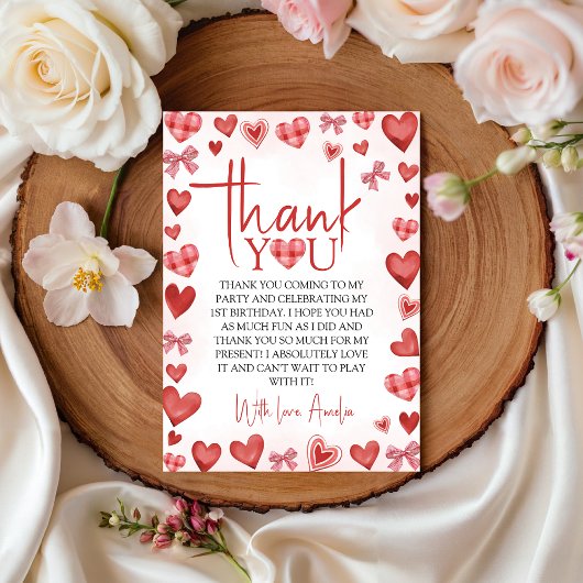 Sweetheart First Birthday Thank You Card Einladung