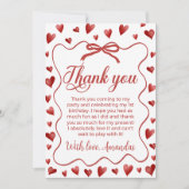 Sweetheart First Birthday Thank You Card Einladung (Vorderseite)
