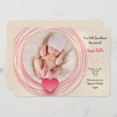 Sweetheart Foto Geburtsankündigung Einladung (Vorne/Hinten)
