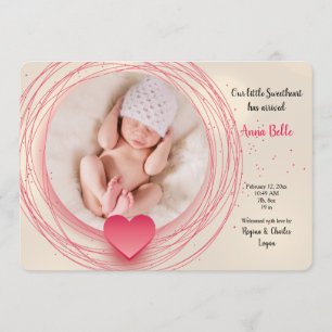 Sweetheart Foto Geburtsankündigung Einladung