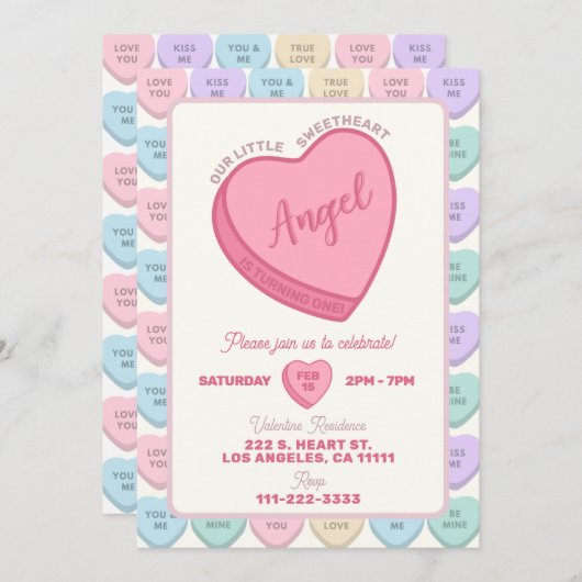 Sweetheart Geburtstagsparty Einladung (Vorne/Hinten)